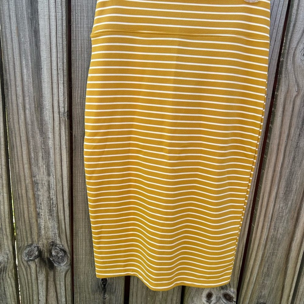 Popular Basics Mustard Striped Pencil Skirt